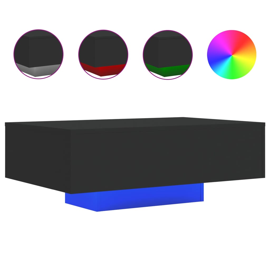 Stolić za kavu s LED svjetlima crni 85x55x31 cm