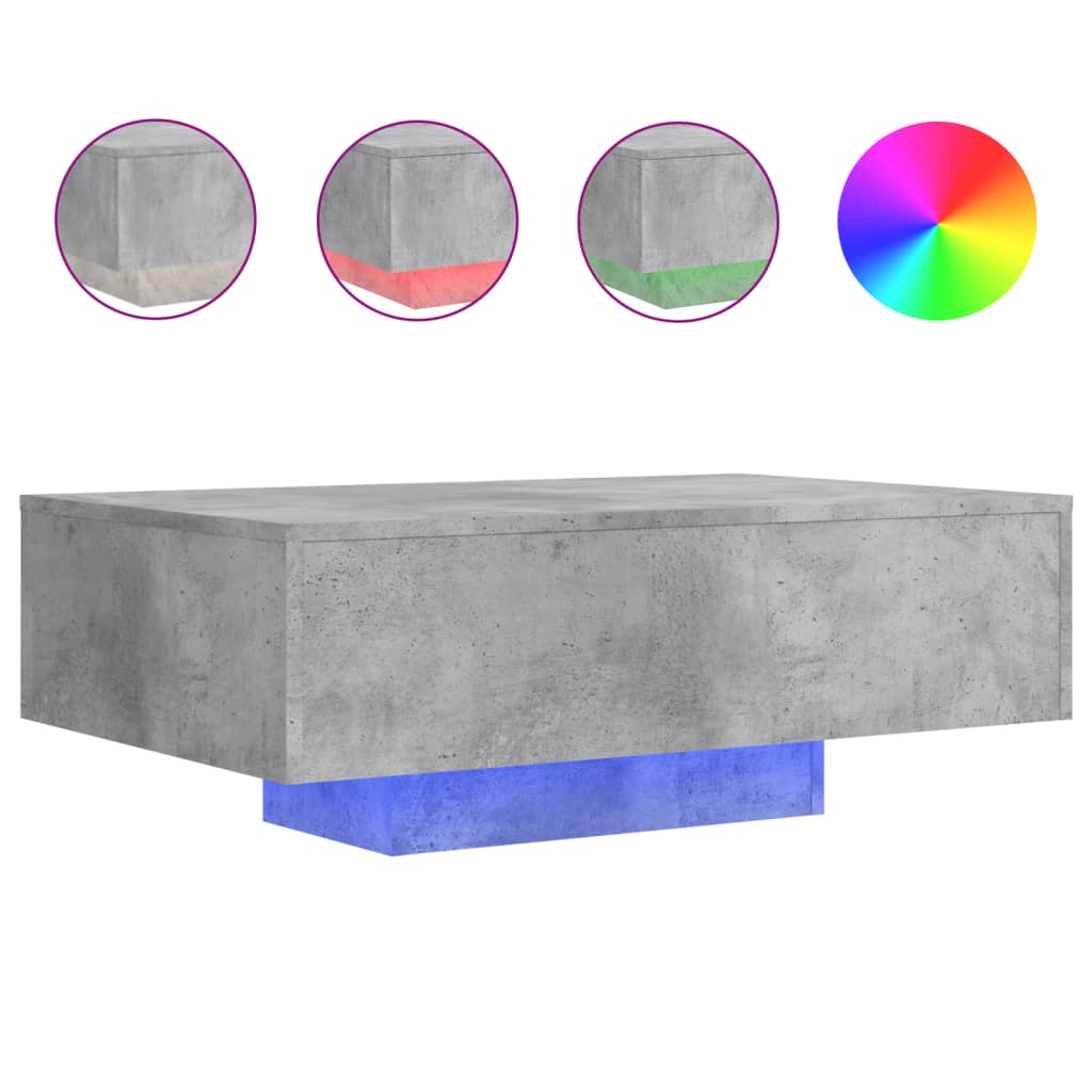 Stolić za kavu s LED svjetlima sivi boja betona 85x55x31 cm