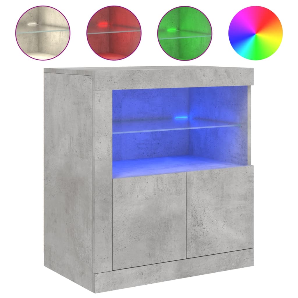 Komoda s LED svjetlima siva boja betona 60,5x37x67 cm