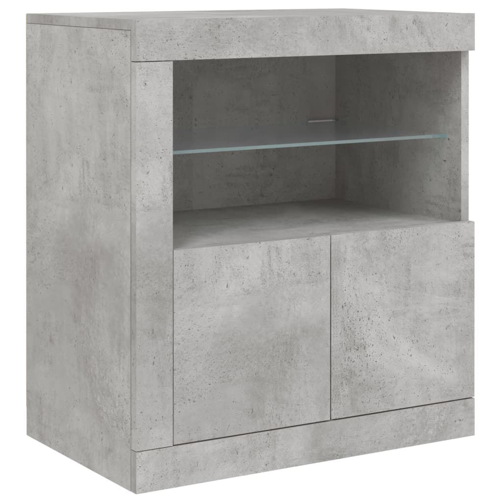 Komoda s LED svjetlima siva boja betona 60,5x37x67 cm