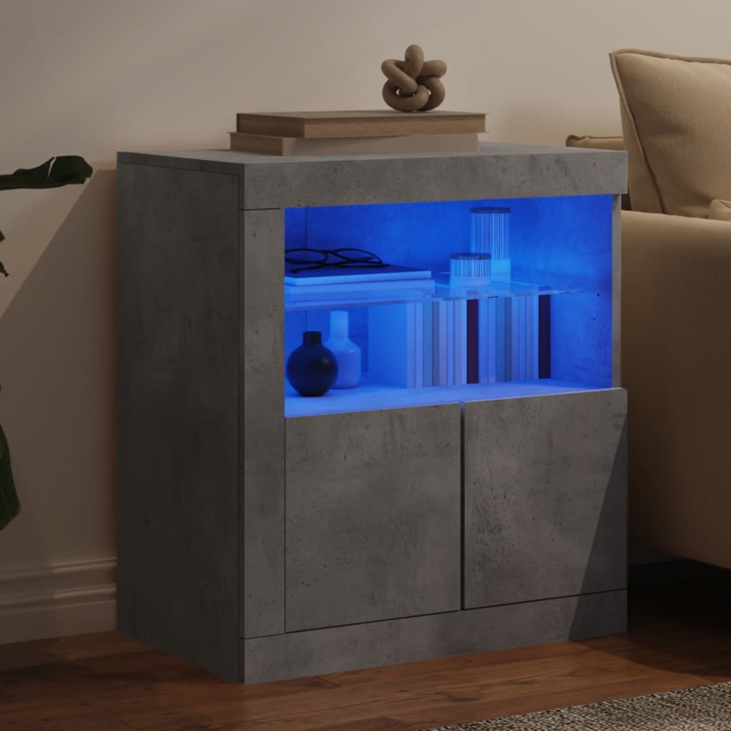 Komoda s LED svjetlima siva boja betona 60,5x37x67 cm