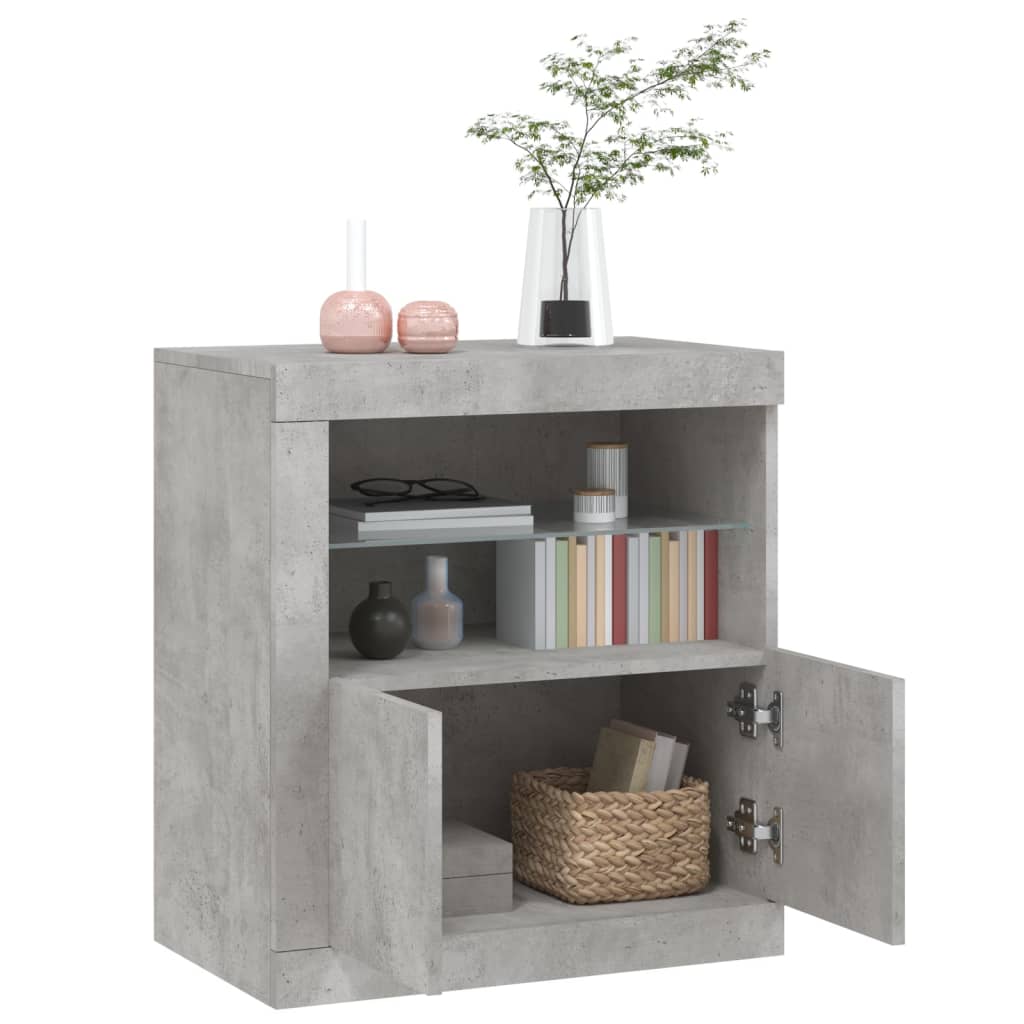 Komoda s LED svjetlima siva boja betona 60,5x37x67 cm