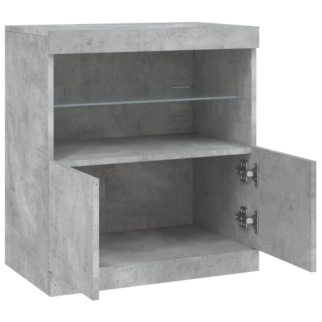 Komoda s LED svjetlima siva boja betona 60,5x37x67 cm