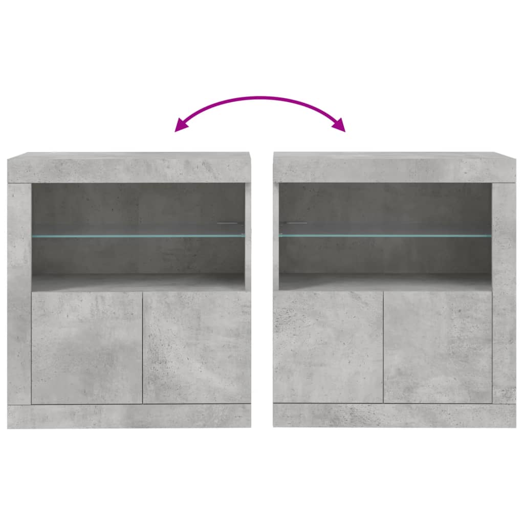 Komoda s LED svjetlima siva boja betona 60,5x37x67 cm