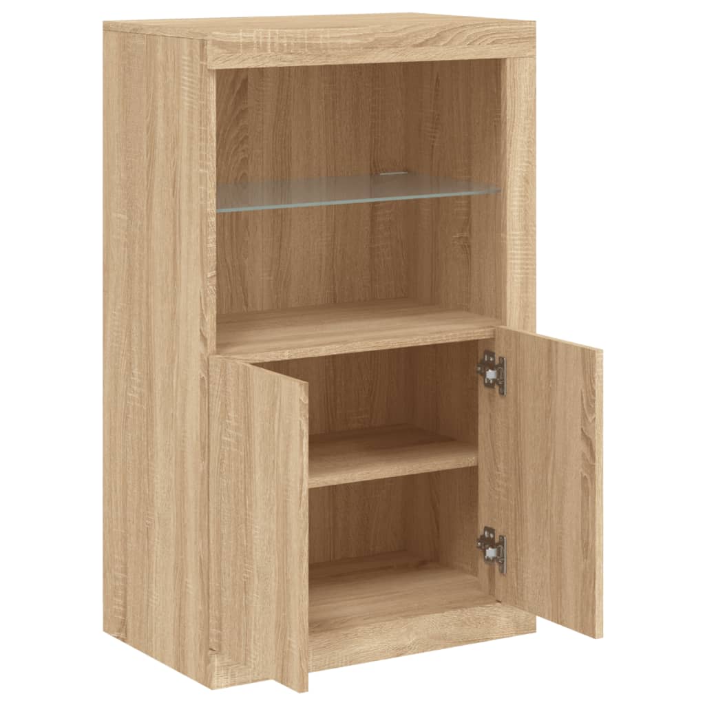 Bočni ormarić s LED svjetlima boja hrasta sonome