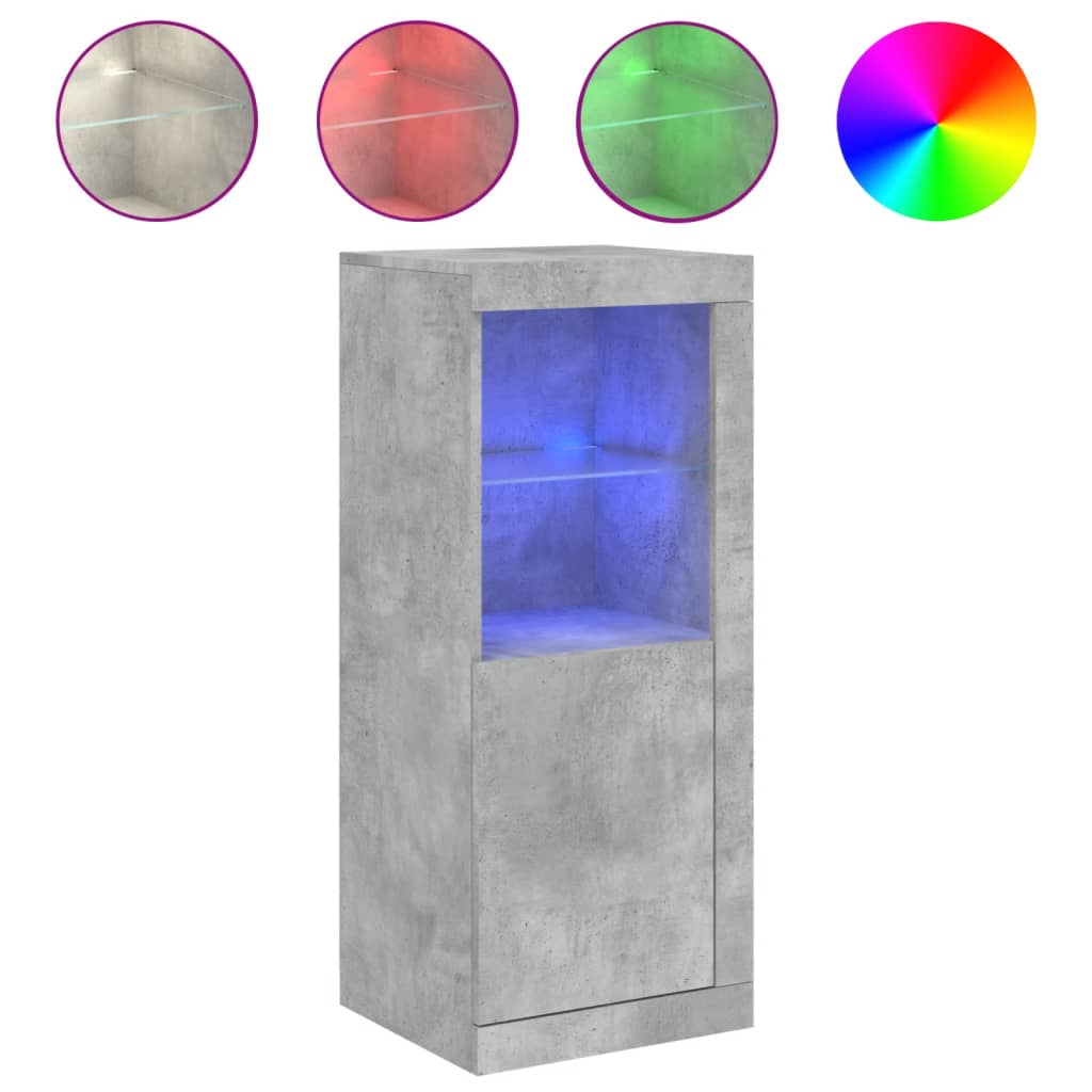 Komoda s LED svjetlima siva boja betona 41x37x100 cm