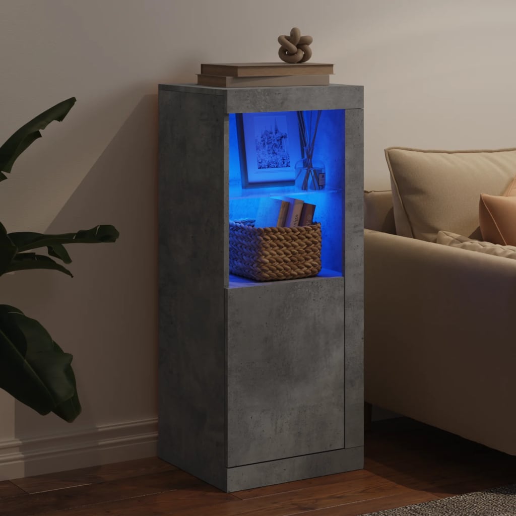 Komoda s LED svjetlima siva boja betona 41x37x100 cm