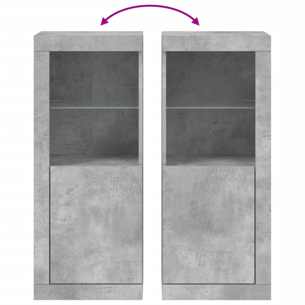 Komoda s LED svjetlima siva boja betona 41x37x100 cm