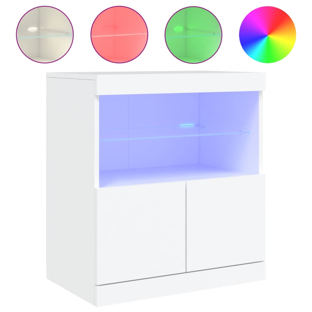 Komoda s LED svjetlima bijela 60x37x67 cm