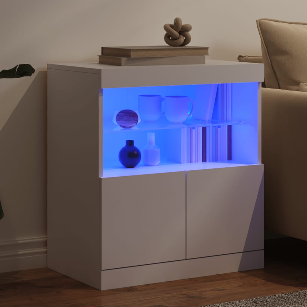 Komoda s LED svjetlima bijela 60x37x67 cm