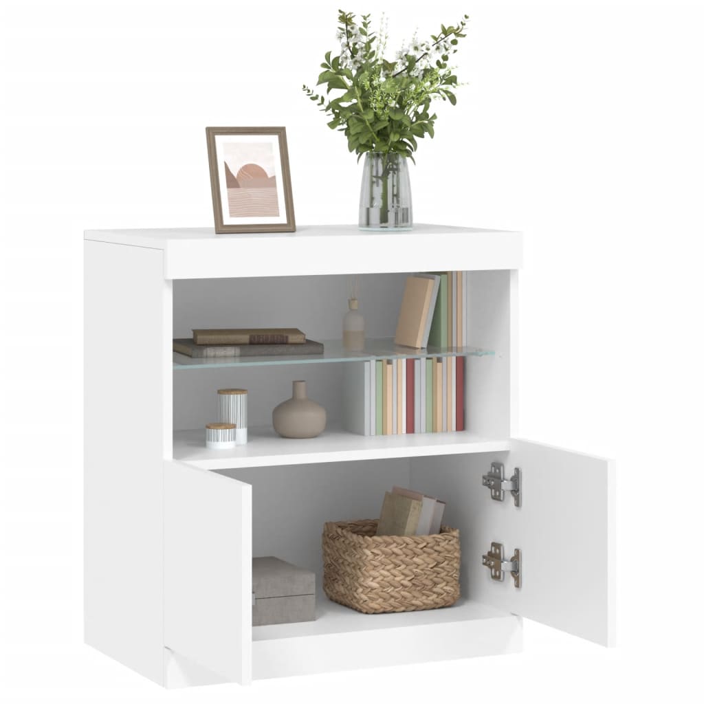 Komoda s LED svjetlima bijela 60x37x67 cm