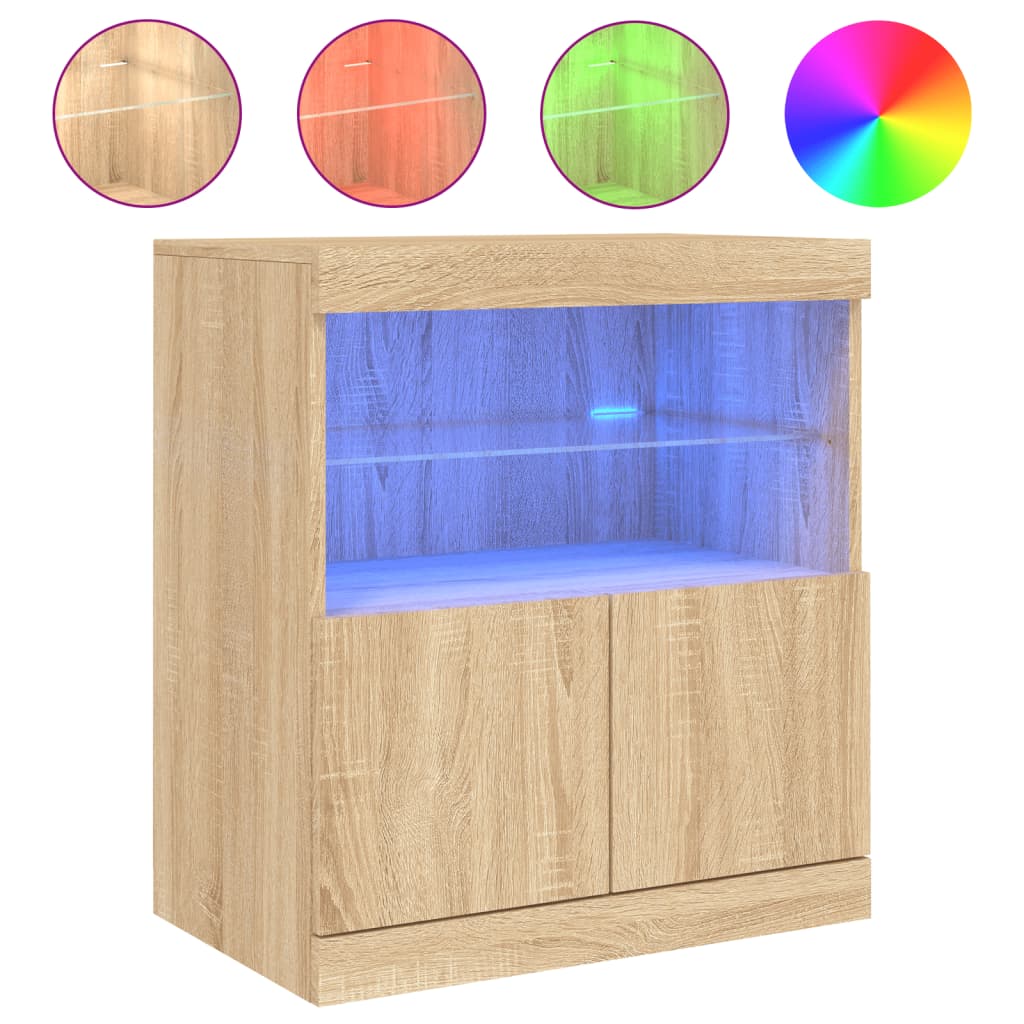 Komoda s LED svjetlima boja hrasta sonome 60x37x67 cm