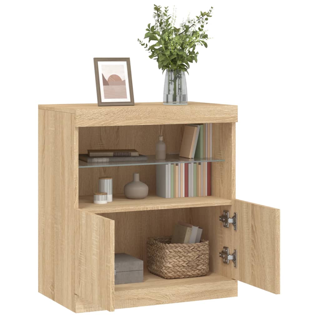 Komoda s LED svjetlima boja hrasta sonome 60x37x67 cm