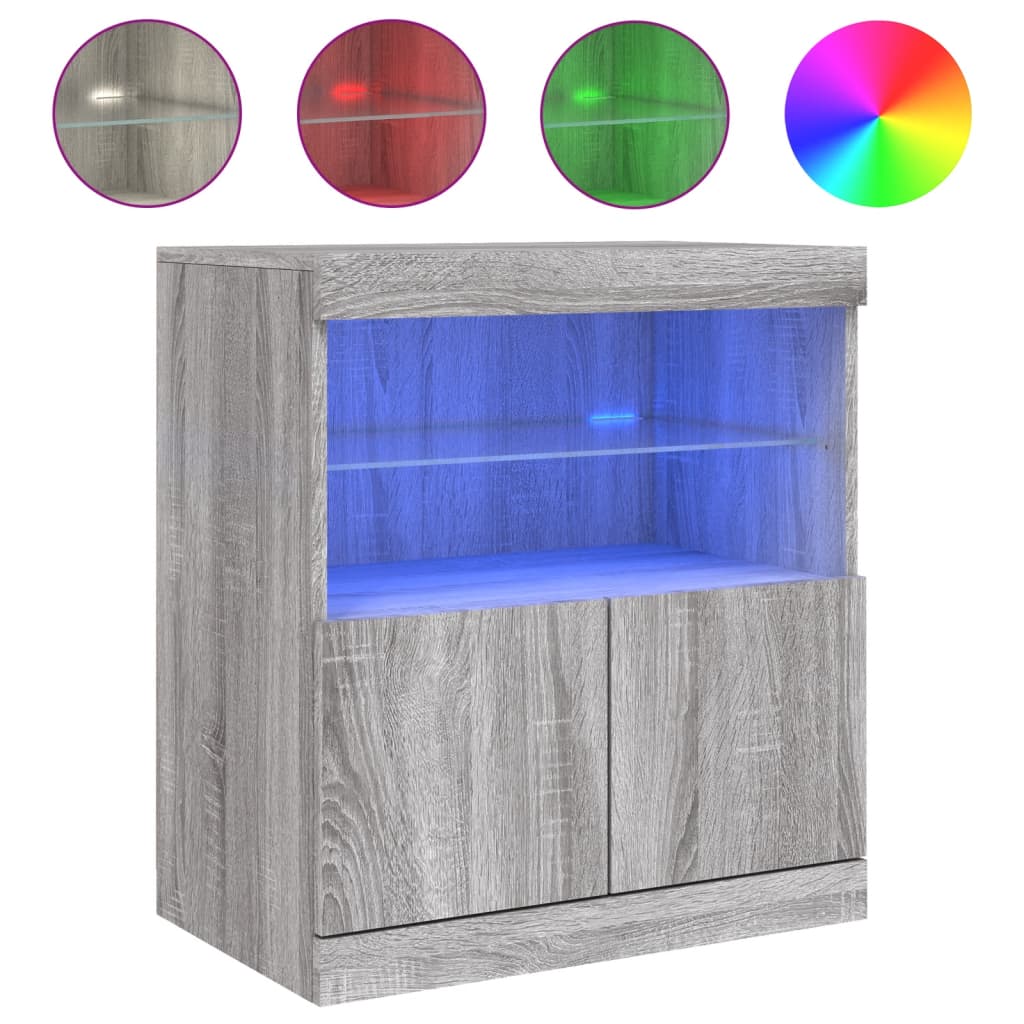 Komoda s LED svjetlima boja sivog hrasta 60 x 37 x 67 cm