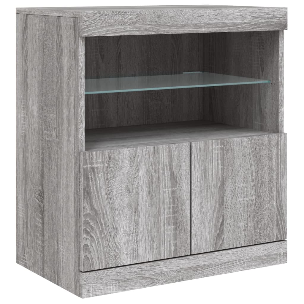 Komoda s LED svjetlima boja sivog hrasta 60 x 37 x 67 cm
