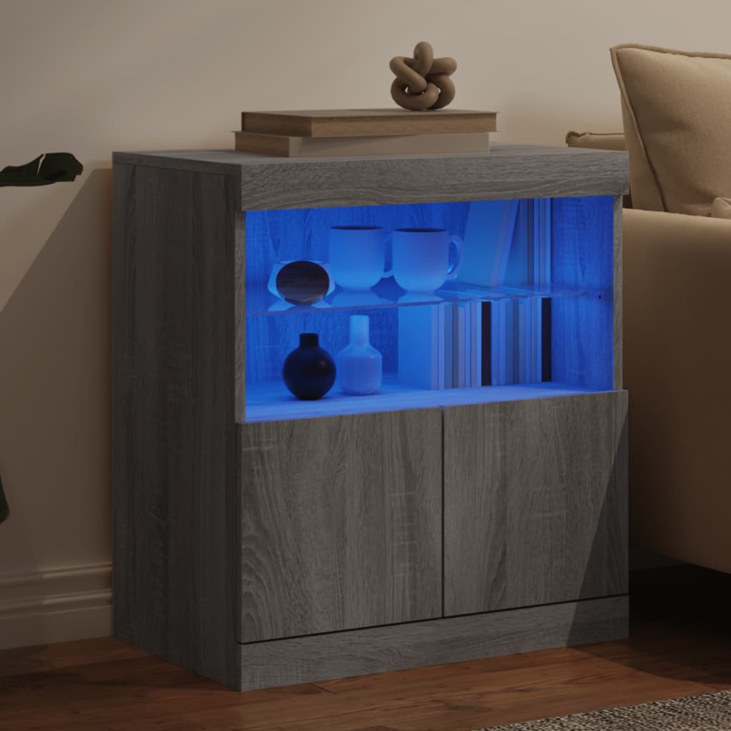 Komoda s LED svjetlima boja sivog hrasta 60 x 37 x 67 cm