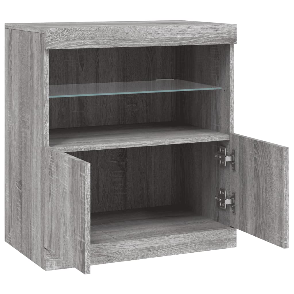 Komoda s LED svjetlima boja sivog hrasta 60 x 37 x 67 cm