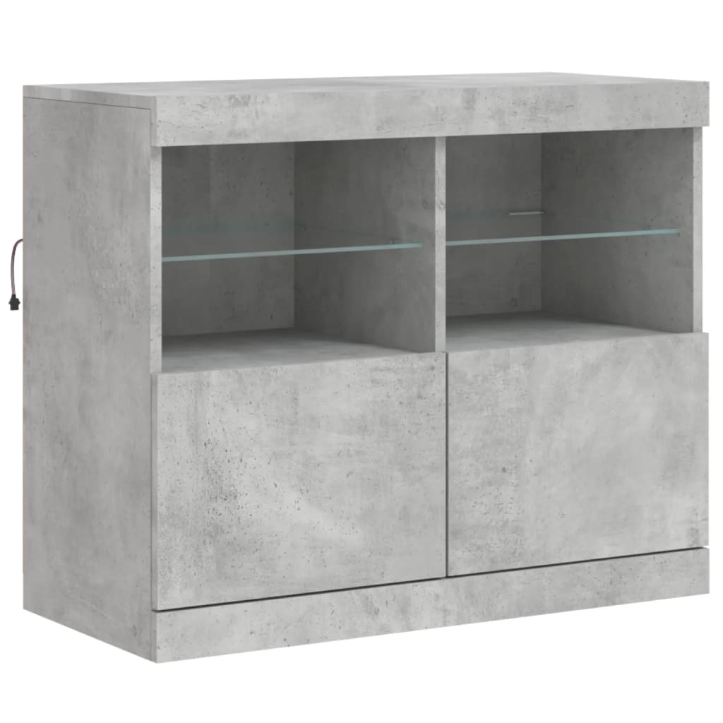 Komoda s LED svjetlima siva boja betona 81x37x67 cm