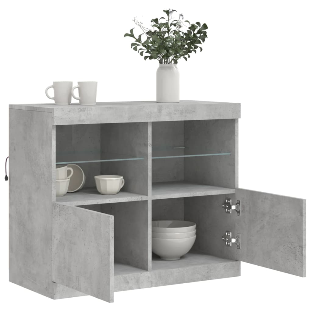 Komoda s LED svjetlima siva boja betona 81x37x67 cm