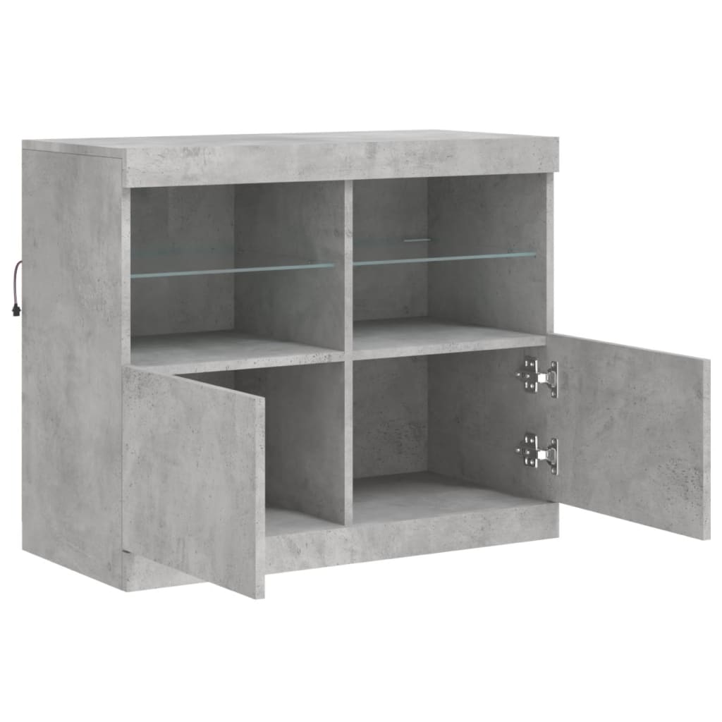 Komoda s LED svjetlima siva boja betona 81x37x67 cm