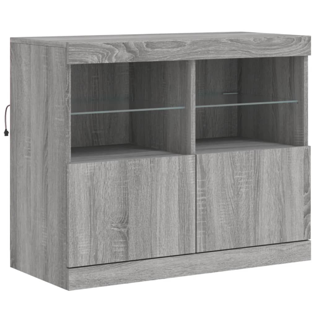 Komoda s LED svjetlima boja sivog hrasta 81x37x67 cm