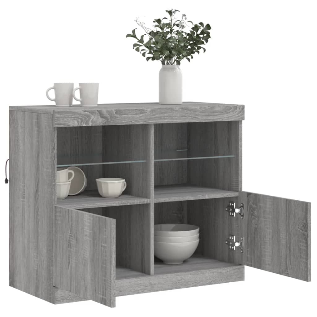 Komoda s LED svjetlima boja sivog hrasta 81x37x67 cm