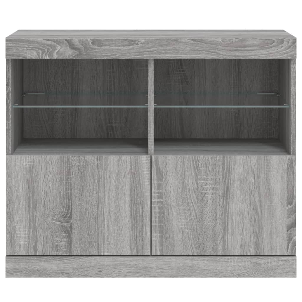 Komoda s LED svjetlima boja sivog hrasta 81x37x67 cm