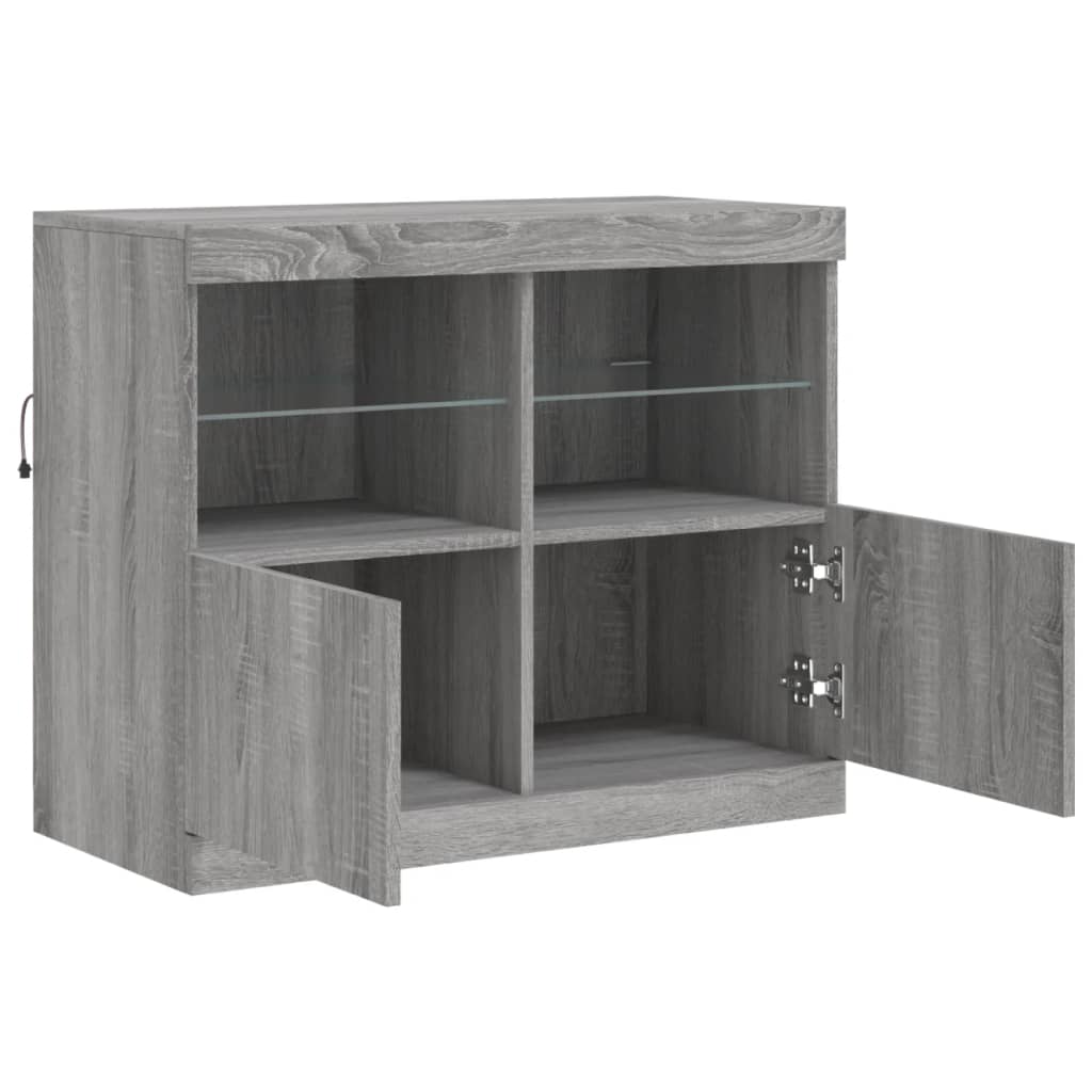 Komoda s LED svjetlima boja sivog hrasta 81x37x67 cm