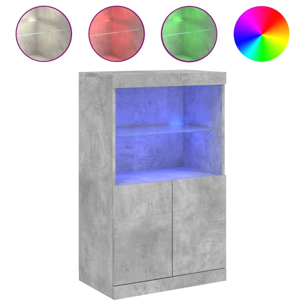 Komoda s LED svjetlima siva boja betona 60,5x37x100 cm