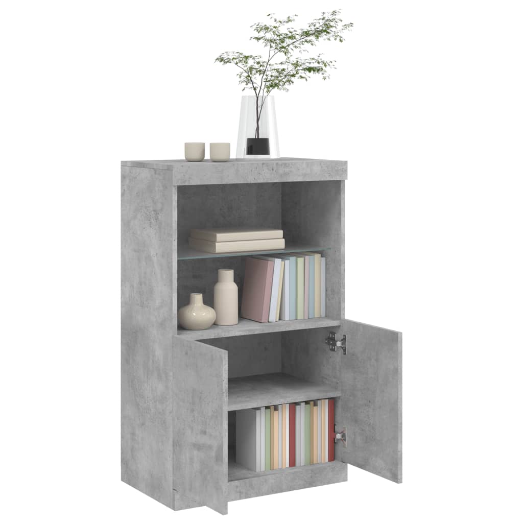 Komoda s LED svjetlima siva boja betona 60,5x37x100 cm