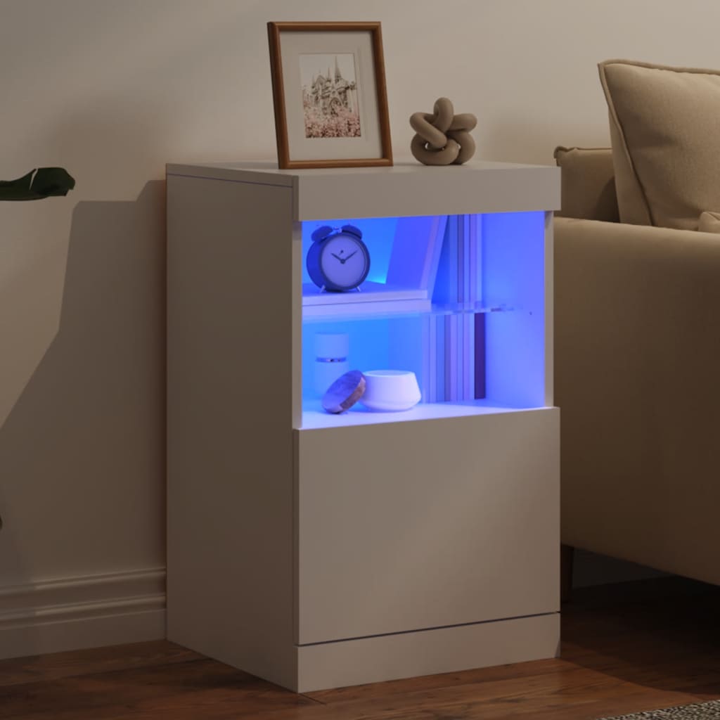Komoda s LED svjetlima bijela 41x37x67 cm