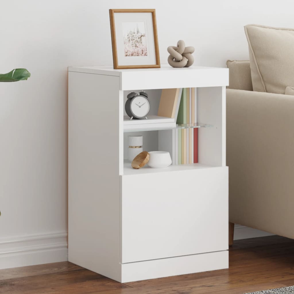 Komoda s LED svjetlima bijela 41x37x67 cm