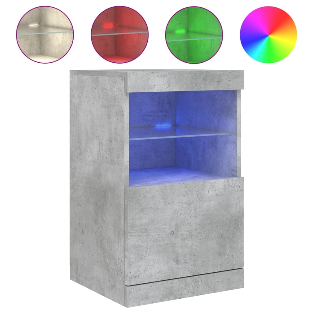Komoda s LED svjetlima siva boja betona 41x37x67 cm