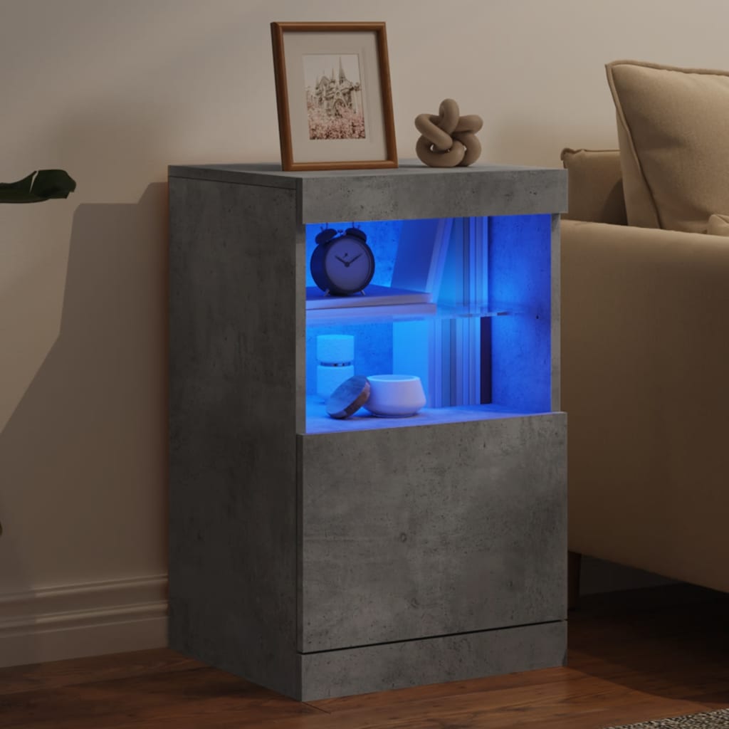 Komoda s LED svjetlima siva boja betona 41x37x67 cm