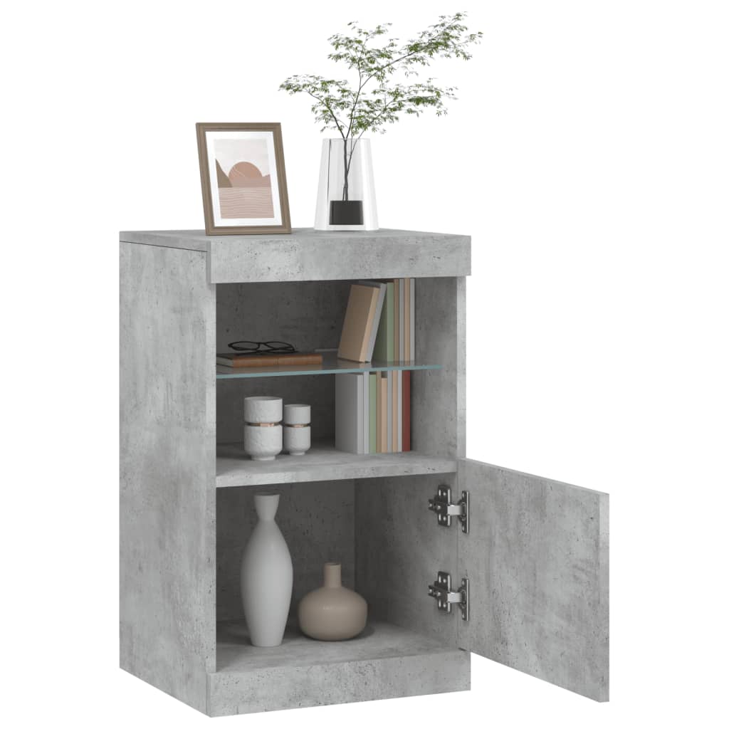 Komoda s LED svjetlima siva boja betona 41x37x67 cm