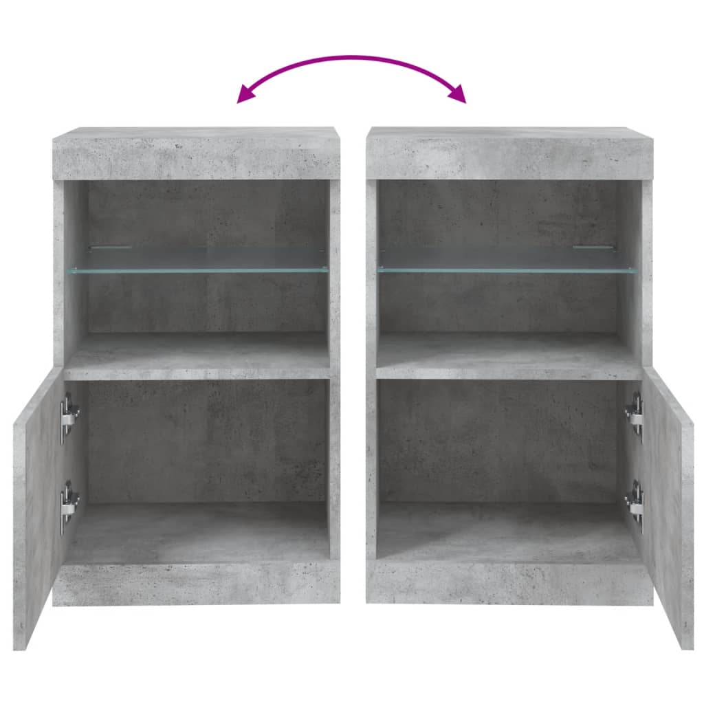 Komoda s LED svjetlima siva boja betona 41x37x67 cm