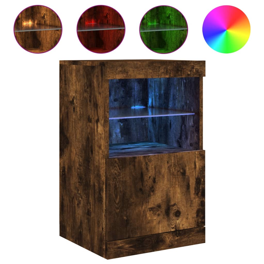 Komoda s LED svjetlima boja dimljenog hrasta 41x37x67 cm