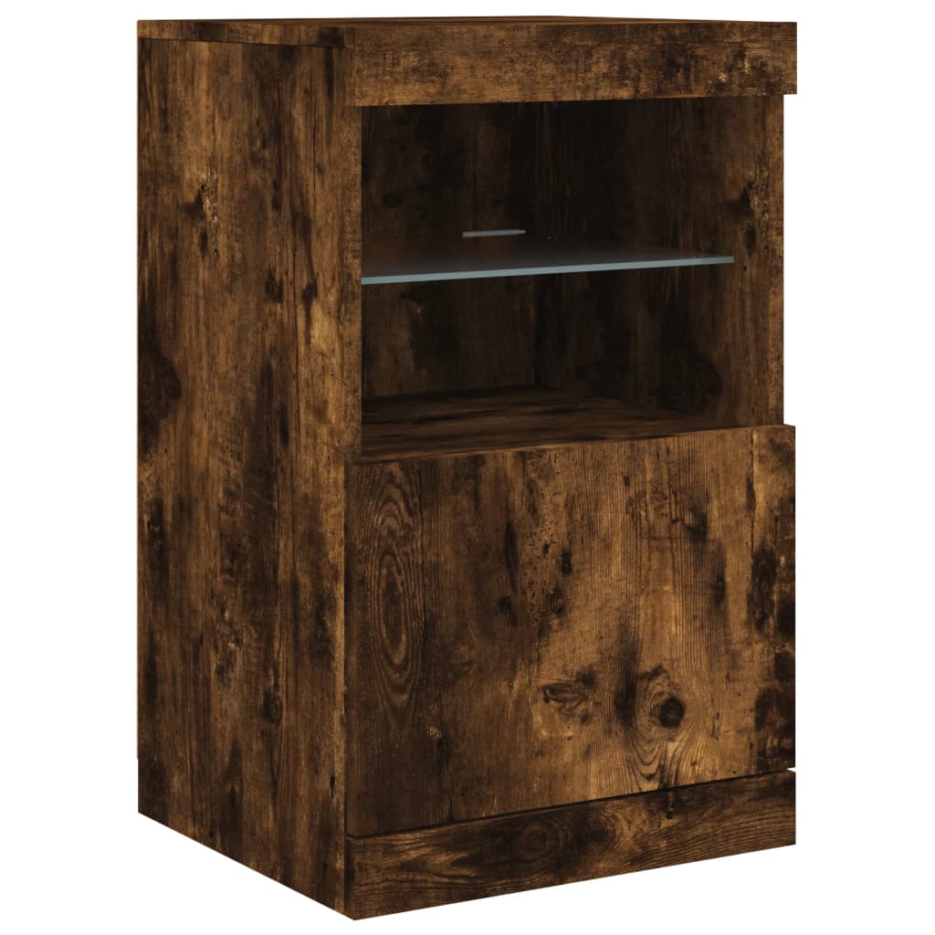 Komoda s LED svjetlima boja dimljenog hrasta 41x37x67 cm