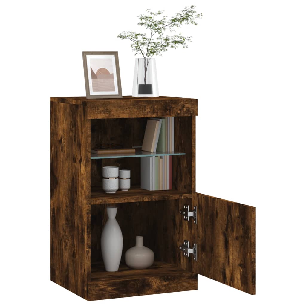 Komoda s LED svjetlima boja dimljenog hrasta 41x37x67 cm