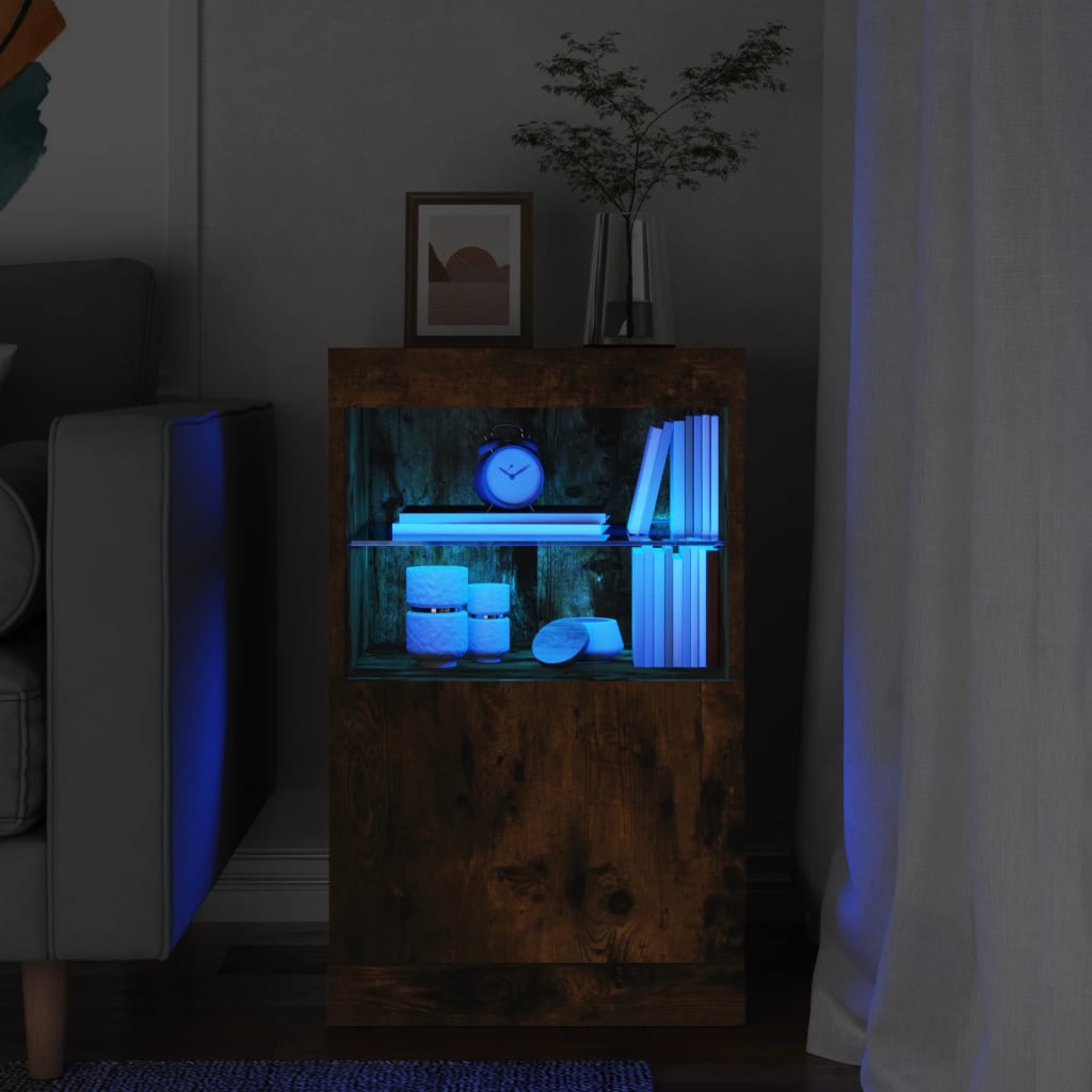 Komoda s LED svjetlima boja dimljenog hrasta 41x37x67 cm