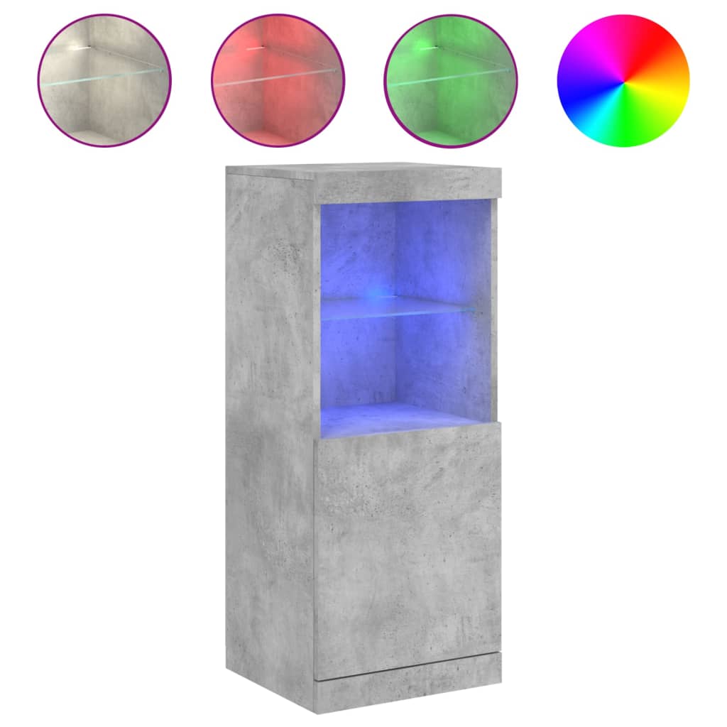 Komoda s LED svjetlima siva boja betona 41x37x100 cm