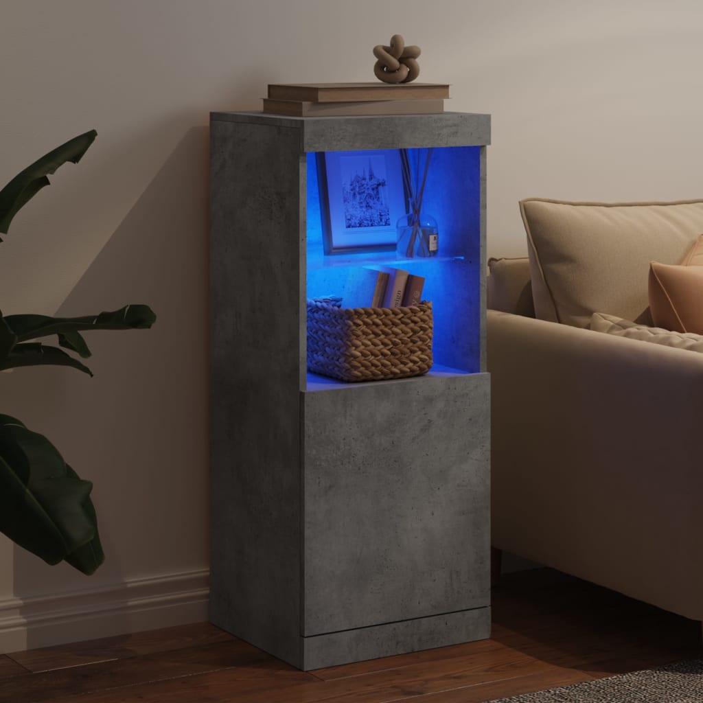 Komoda s LED svjetlima siva boja betona 41x37x100 cm