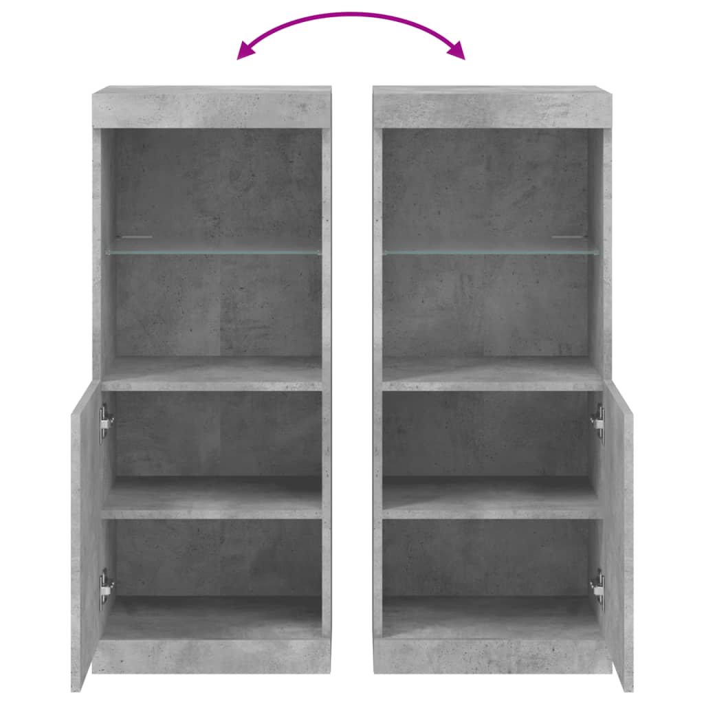 Komoda s LED svjetlima siva boja betona 41x37x100 cm