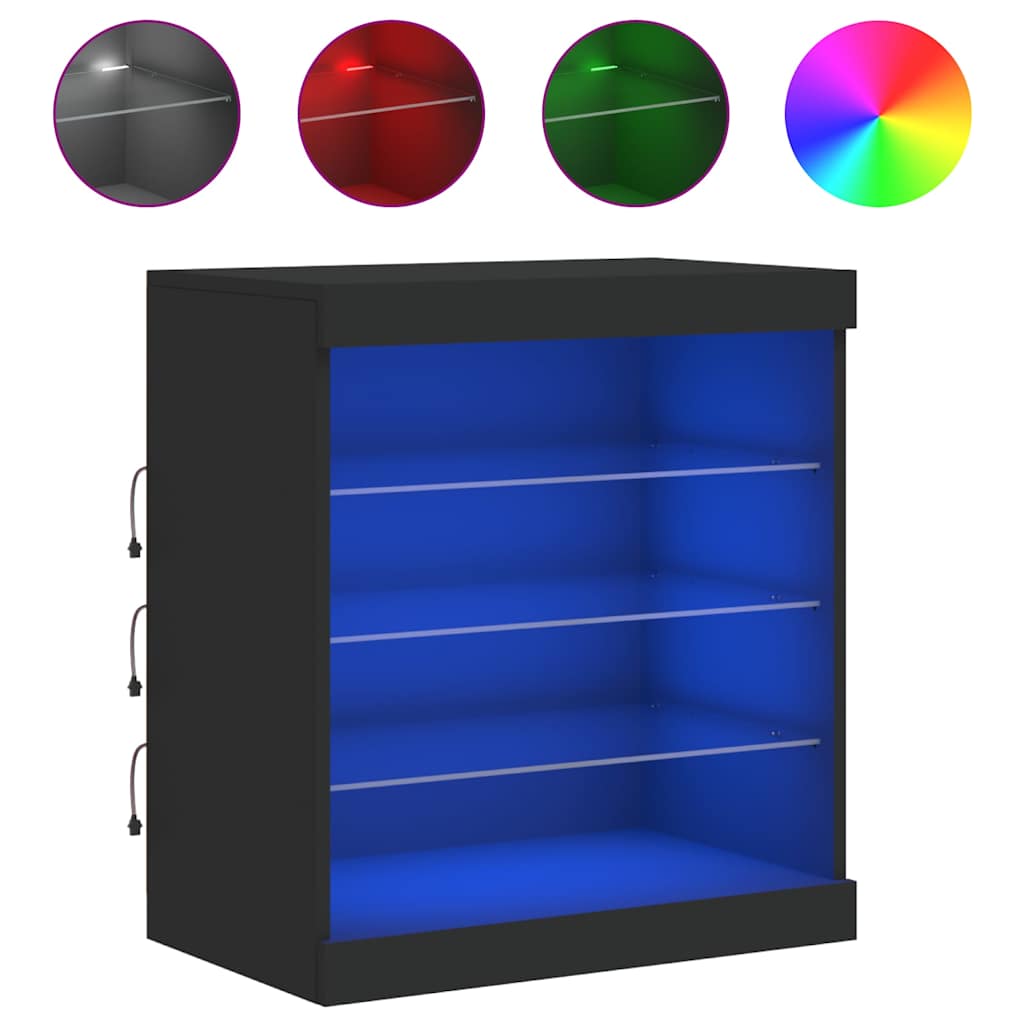 Komoda s LED svjetlima crna 60,5x37x67 cm