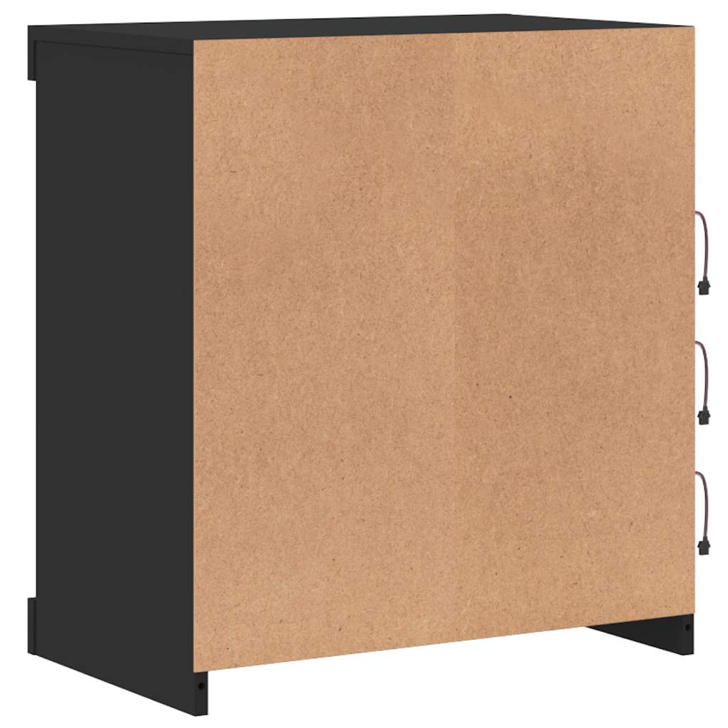 Komoda s LED svjetlima crna 60,5x37x67 cm