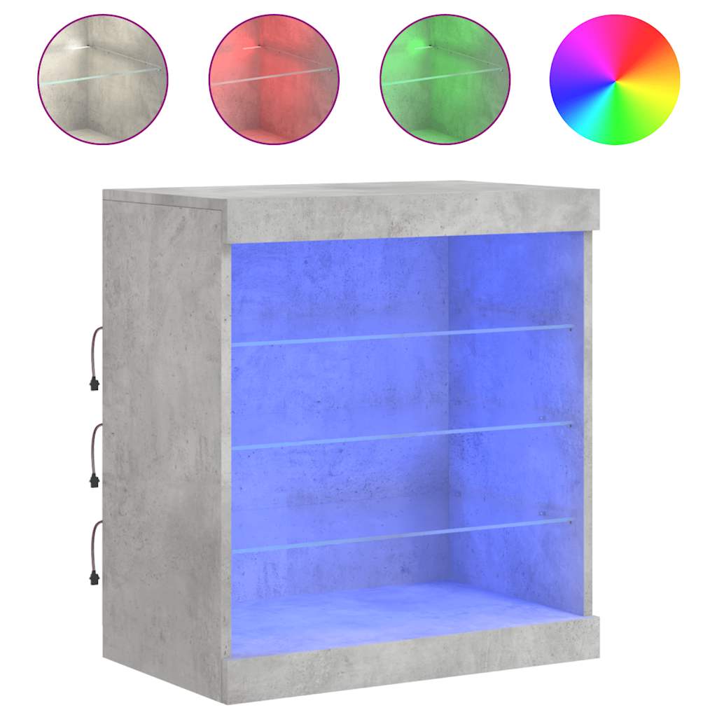 Komoda s LED svjetlima siva boja betona 60,5x37x67 cm