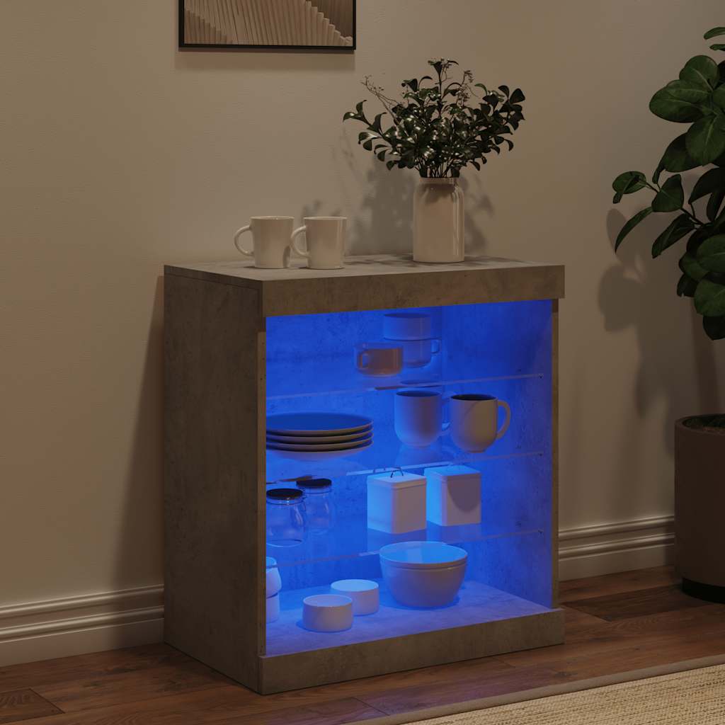 Komoda s LED svjetlima siva boja betona 60,5x37x67 cm