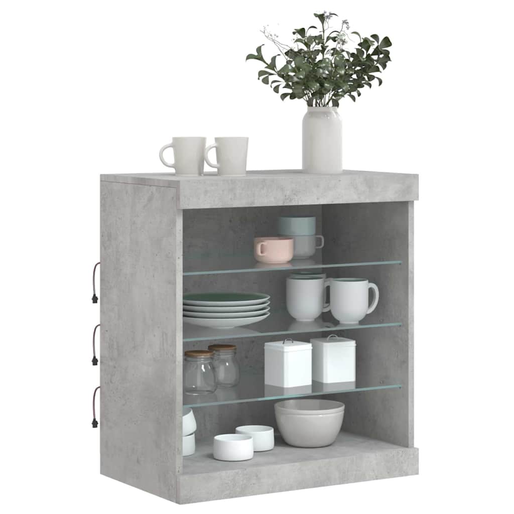 Komoda s LED svjetlima siva boja betona 60,5x37x67 cm