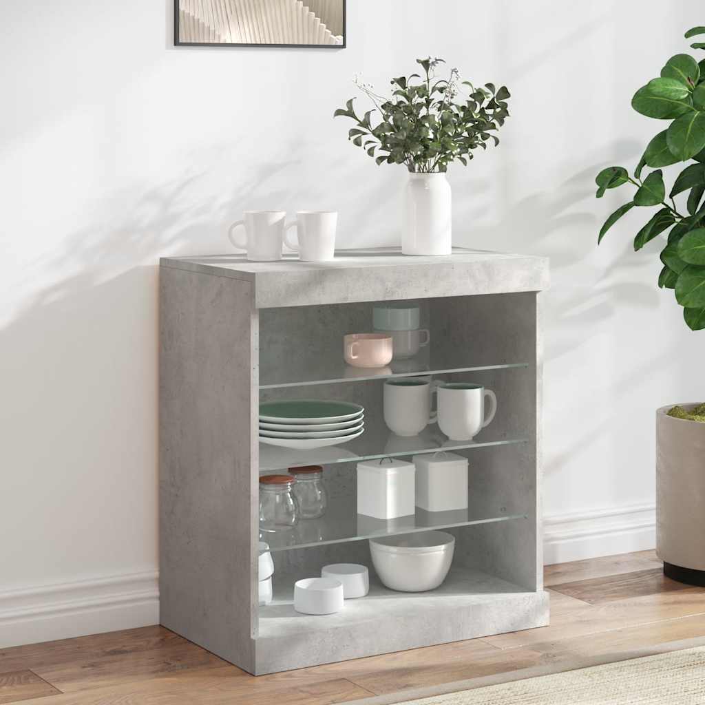 Komoda s LED svjetlima siva boja betona 60,5x37x67 cm