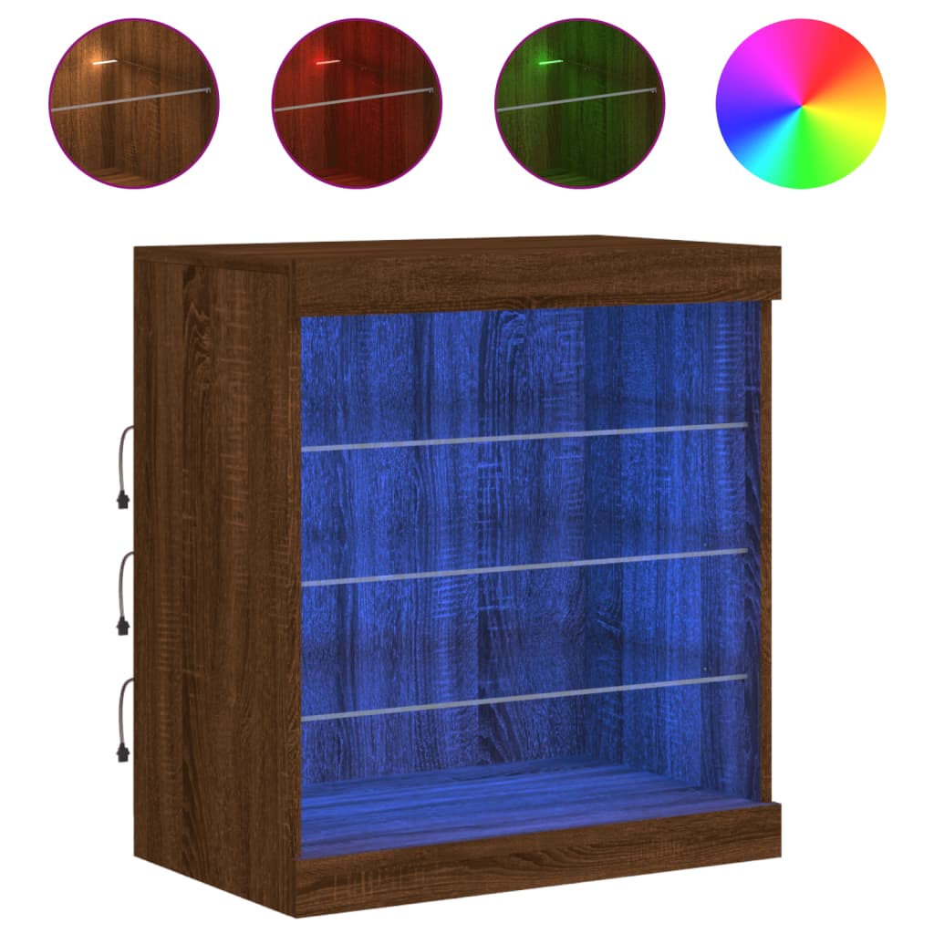 Komoda s LED svjetlima boja smeđeg hrasta 60,5x37x67 cm